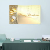 メリークリスマス，クリスマスボール，フェイク金ゴールド 横断幕 (トレードショー)