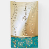 メリークリスマス，クリスマスボール，フェイク金ゴールド 横断幕 (縦)