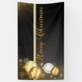 メリークリスマス，クリスマスボール，ブラック 横断幕 (縦)