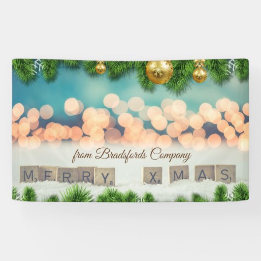 メリークリスマス，クリスマスボール 横断幕 (横)