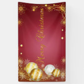 メリークリスマス,クリスマスボール,赤 横断幕 (縦)