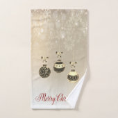 メリークリスマス、クリスマスボール、雪片 バスタオルセット (ハンドタオル)