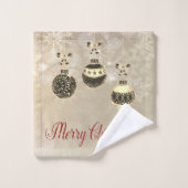 メリークリスマス、クリスマスボール、雪片 バスタオルセット (ウォッシュタオル)