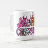 メリークリスマス、クリスマスライト、クリスマスパーティー コーヒーマグカップ (正面左)