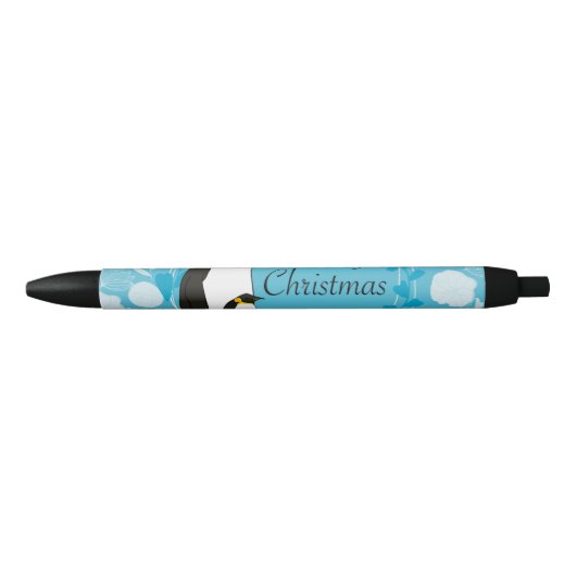 メリークリスマス、クリスマス、ペンギン、花、青 黒ボールペン (正面)