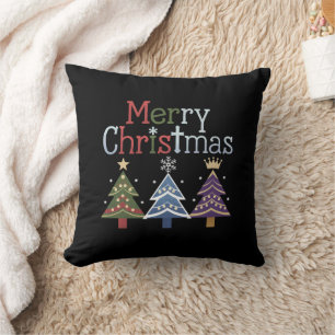 メリークリスマス クロス クリスマスツリー レトロ クッション