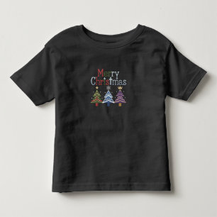 メリークリスマス クロス クリスマスツリー レトロ トドラーTシャツ