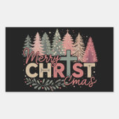 メリークリスマス クロス 信仰 イエス キリスト教の物語 長方形シール (正面)