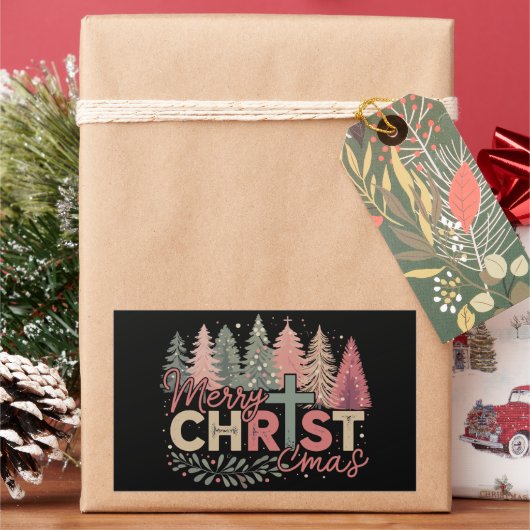 メリークリスマス クロス 信仰 イエス キリスト教の物語 長方形シール (クリスマス)