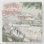 メリークリスマス.クロードモネストーンコースター ストーンコースター (正面)