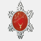 メリークリスマス、グリッタートナカイ スノーフレークピューターオーナメント (右)