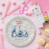 メリークリスマス、グリッター《写真》ぼけ味、かわいいブルー格言 ペーパープレート (パーティー)