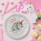 メリークリスマス、グリッター《写真》ぼけ味、かわいい格言スリー ペーパープレート (パーティー)