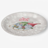 メリークリスマス、グリッター《写真》ぼけ味、かわいい格言スリー ペーパープレート (アングル)