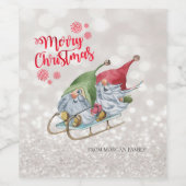 メリークリスマス、グリッター《写真》ぼけ味、かわいい格言スリー ワインラベル (シングルラベル)