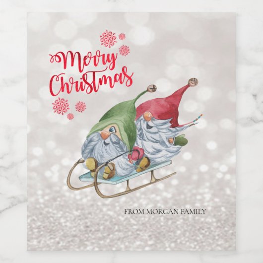 メリークリスマス、グリッター《写真》ぼけ味、かわいい格言スリー ワインラベル (シングルラベル)