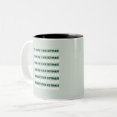 メリークリスマス、グリーンクリスマスアート、クリスマス ツートーンマグカップ (正面左)