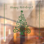 メリークリスマス グリーンクリスマスツリーの装飾 ウィンドウサイン (シート2)