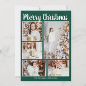 メリークリスマス グリーンツリー 家族写真コラージュ シーズンカード (正面)