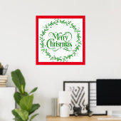メリークリスマス グリーンリースポスター ポスター (ホームオフィス)