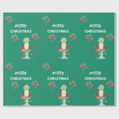 メリークリスマス – グリーン紙バッグ ラッピングペーパー (フラット)