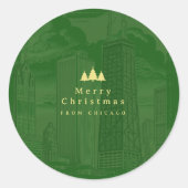 メリークリスマス グリーン カスタム ラウンドシール (正面)