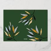 メリークリスマス | グリーン&クリームフォトバラ金ゴールド 箔シーズンカード (裏面)