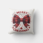 メリークリスマス・コケット・レッド・プレイド クッション (正面)