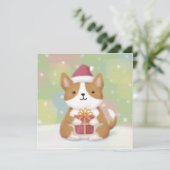 メリークリスマス：コーギーイラストアート 招待状 (スタンド正面)