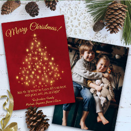 メリークリスマス!ゴールデンツリーフォトオンバックレッド シーズンカード