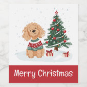 メリークリスマス ゴールデンドゥードル 犬 ワインラベル (シングルラベル)