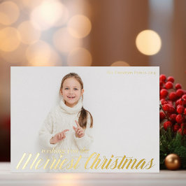 メリークリスマス ゴールドのスタイリッシュな写真 箔シーズンカード