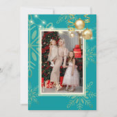 メリークリスマス ゴールドの雪の結晶 赤 招待状 (正面)