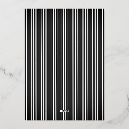 メリークリスマス ゴールドホイル ブラック&ホワイトストライプ 箔招待状 (裏面)