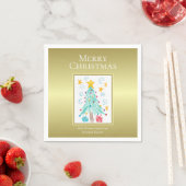 メリークリスマス ゴールド お子様の作品 姓 スタンダードカクテルナプキン (インサイチュ)