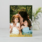 メリークリスマス ゴールド グリーン ボタニカル フレーム  フォイル H 箔シーズンカード (立ち正面)