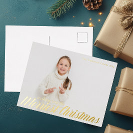 メリークリスマス ゴールド シックな写真 箔シーズンポストカード