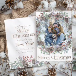 メリークリスマス ゴールド&ホワイト 1枚の写真 シーズンカード