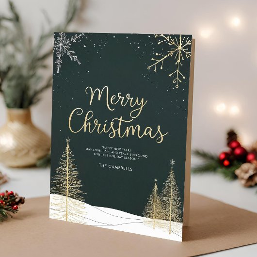 メリークリスマス ゴールド 折りたたみ クリスマスカード