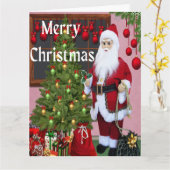 メリークリスマス サンタとクリスマスツリー      カード (黄色い花)