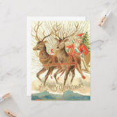 メリークリスマス（サンタとトナカイ） カード (正面/裏面インサイチュ)