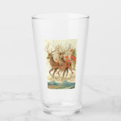 メリークリスマス（サンタとトナカイ） タンブラーグラス (正面)