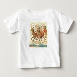 メリークリスマス(サンタとトナカイ) ベビーTシャツ