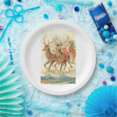 メリークリスマス（サンタとトナカイ） ペーパープレート (パーティー)