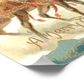 メリークリスマス（サンタとトナカイ） ポスター (角)