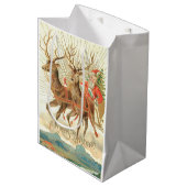 メリークリスマス（サンタとトナカイ） ミディアムペーパーバッグ (正面アングル)