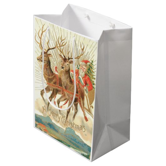 メリークリスマス（サンタとトナカイ） ミディアムペーパーバッグ (裏面アングル)