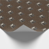 メリークリスマス – サンタとムース – ブラウン ラッピングペーパー (角)