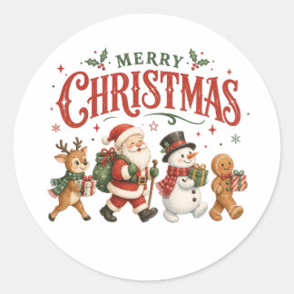 メリークリスマス サンタと仲間たち ラウンドシール