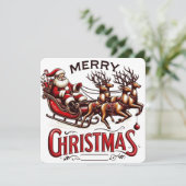 メリークリスマス サンタのそりとトナカイ ヴィンテージ 招待状 (スタンド正面)